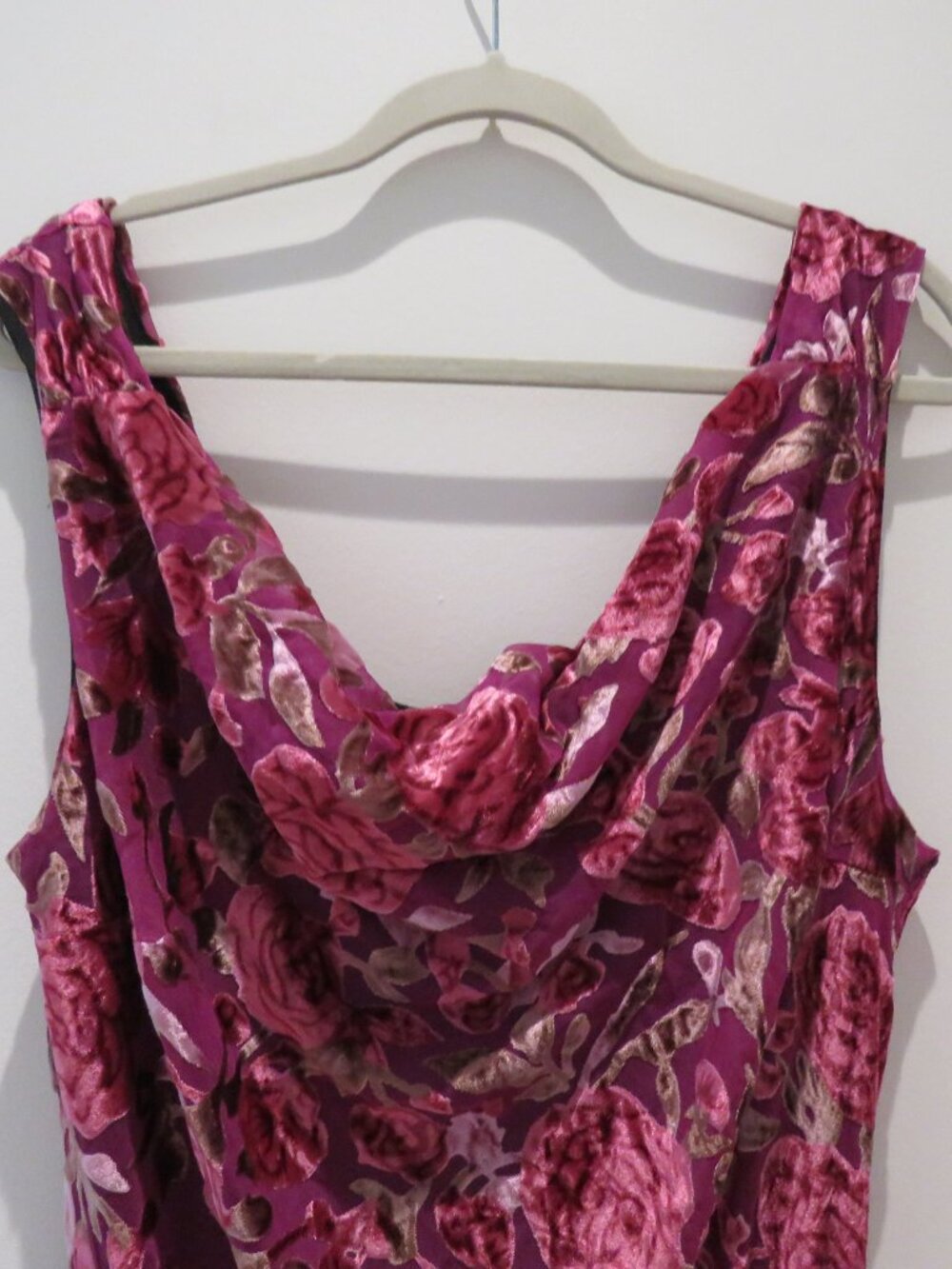 UNIQUE VINTAGE Velvet Burnout Floral Ruched Dress Pink XL Retro Pinup Cocktail - Picture 4 of 15